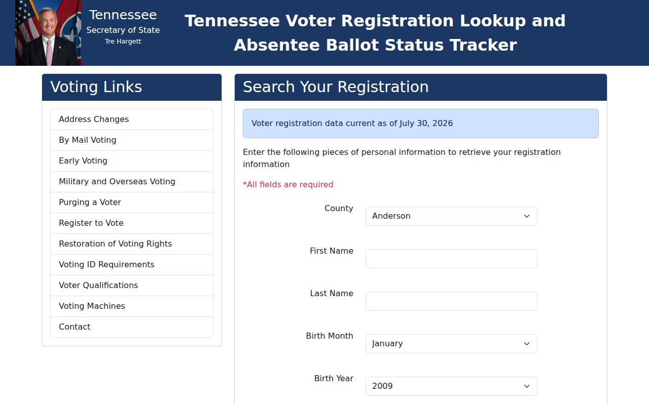 Hamilton County voter registration lookup form
